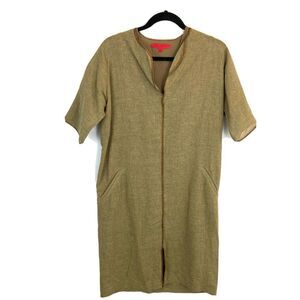 Shamask‎ Shift Dress Women’s Size 0 100% Linen Silk Lining Textured W/ Pockets